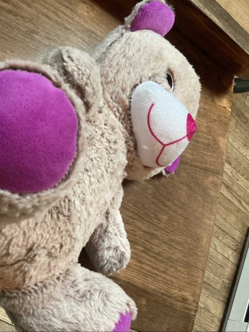 Plush Beige and Purple Teddy Bear Stuffed Toy - Soft Snuggle Buddy